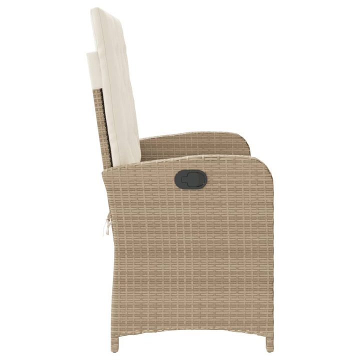 havebænk med hynder og lænefunktion polyrattan beige