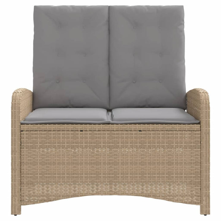 havebænk med hynder og lænefunktion polyrattan beige