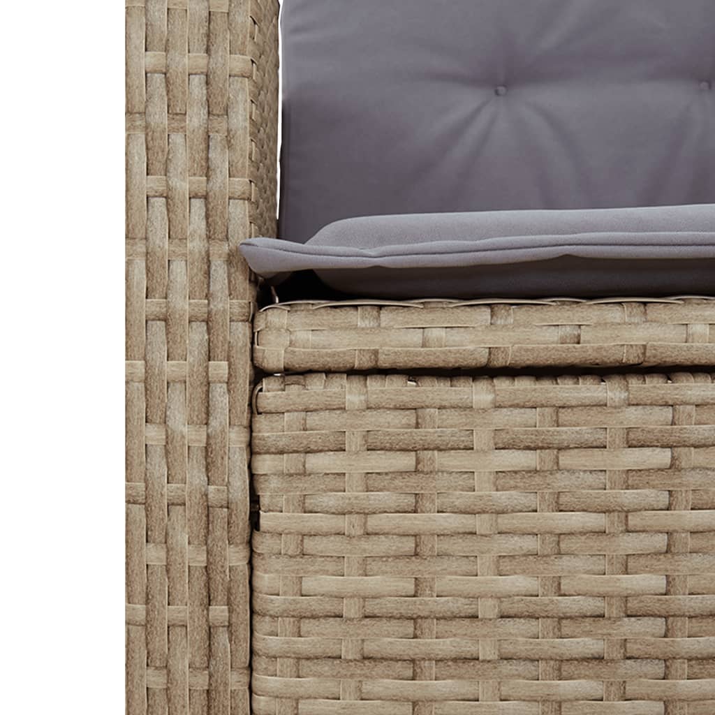 havebænk med hynder og lænefunktion polyrattan beige