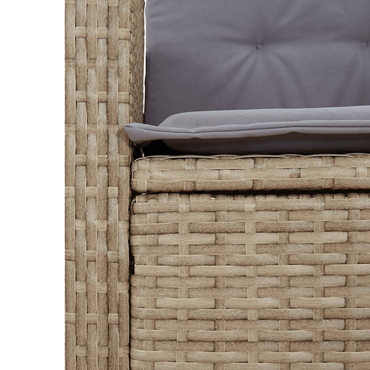 havebænk med hynder og lænefunktion polyrattan beige