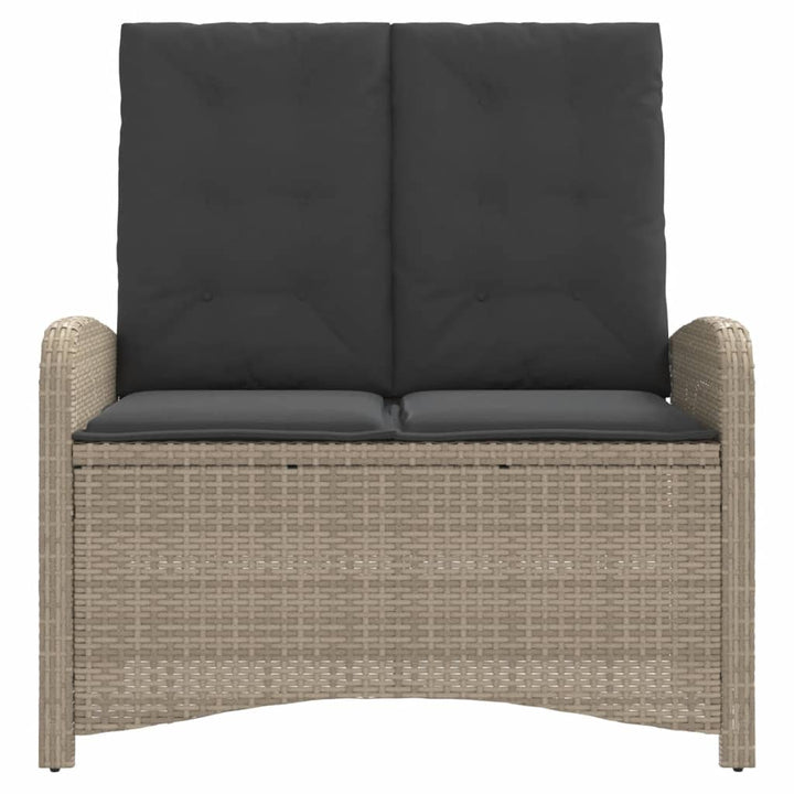 havebænk med hynder og lænefunktion polyrattan lysegrå