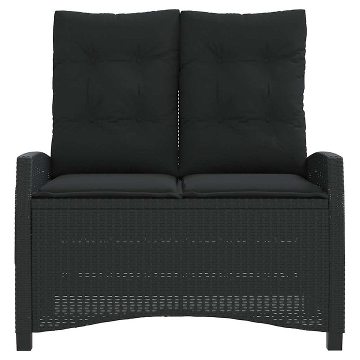 havebænk med hynder og lænefunktion polyrattan sort