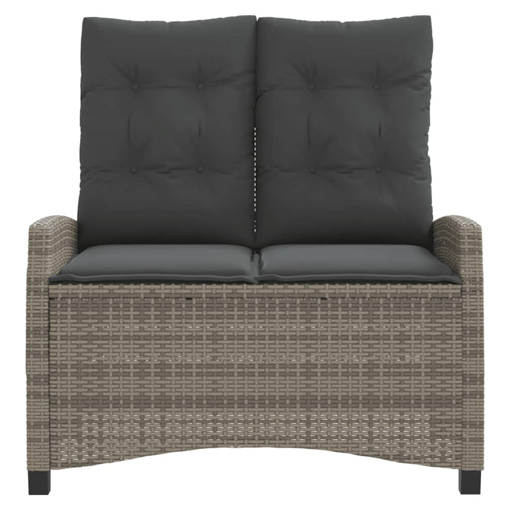 havebænk med hynder og lænefunktion polyrattan grå