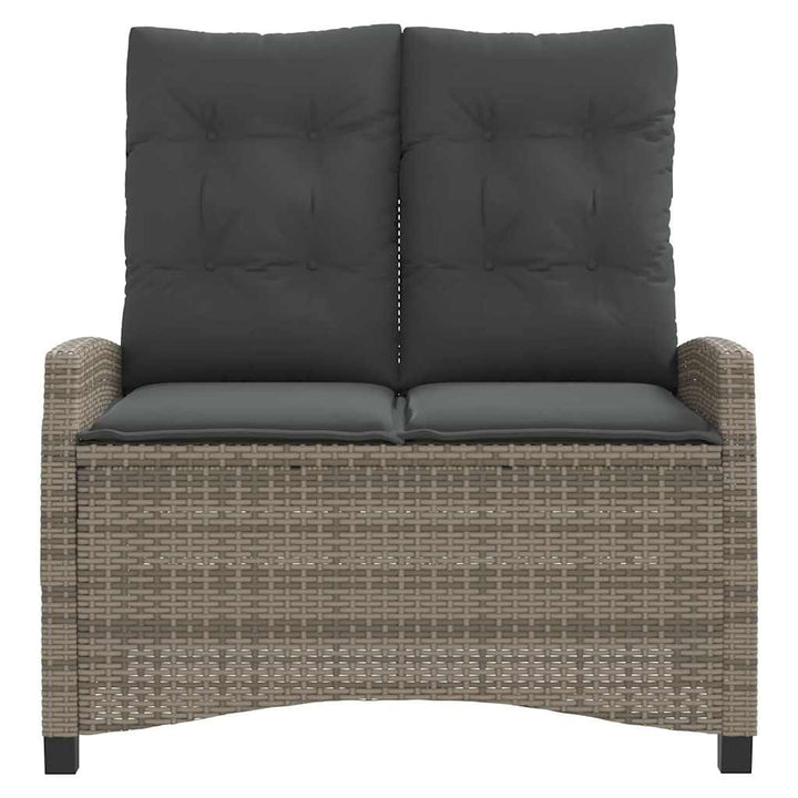 havebænk med hynder og lænefunktion polyrattan grå