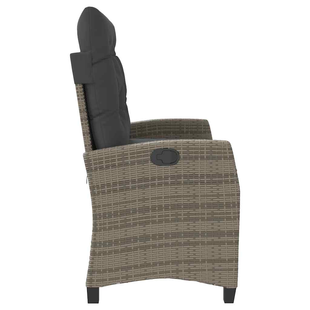 havebænk med hynder og lænefunktion polyrattan grå
