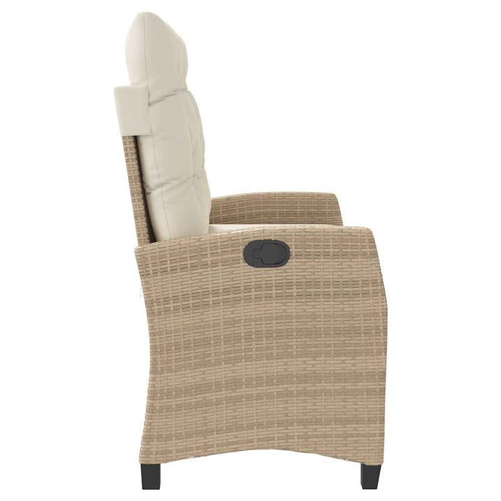 havebænk med hynder og lænefunktion polyrattan beige