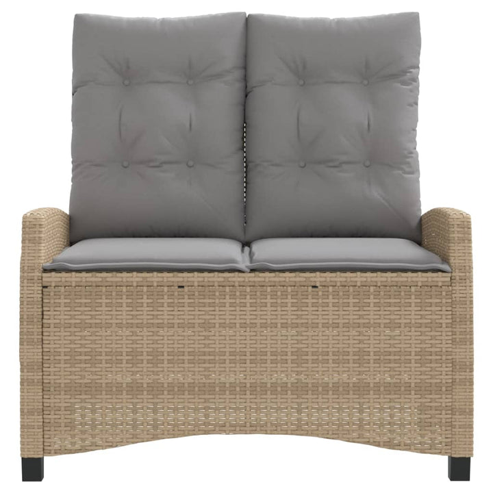 havebænk med hynder og lænefunktion polyrattan beige