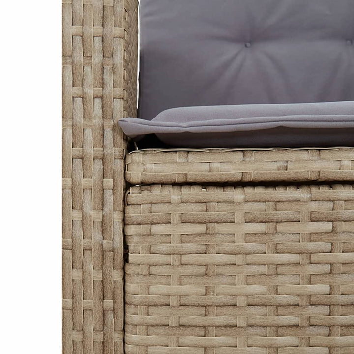 havebænk med hynder og lænefunktion polyrattan beige