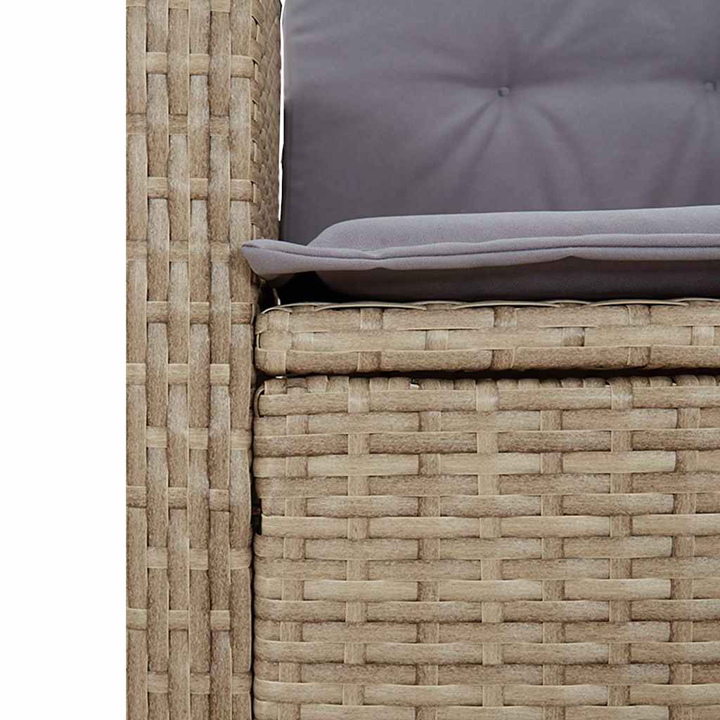 havebænk med hynder og lænefunktion polyrattan beige