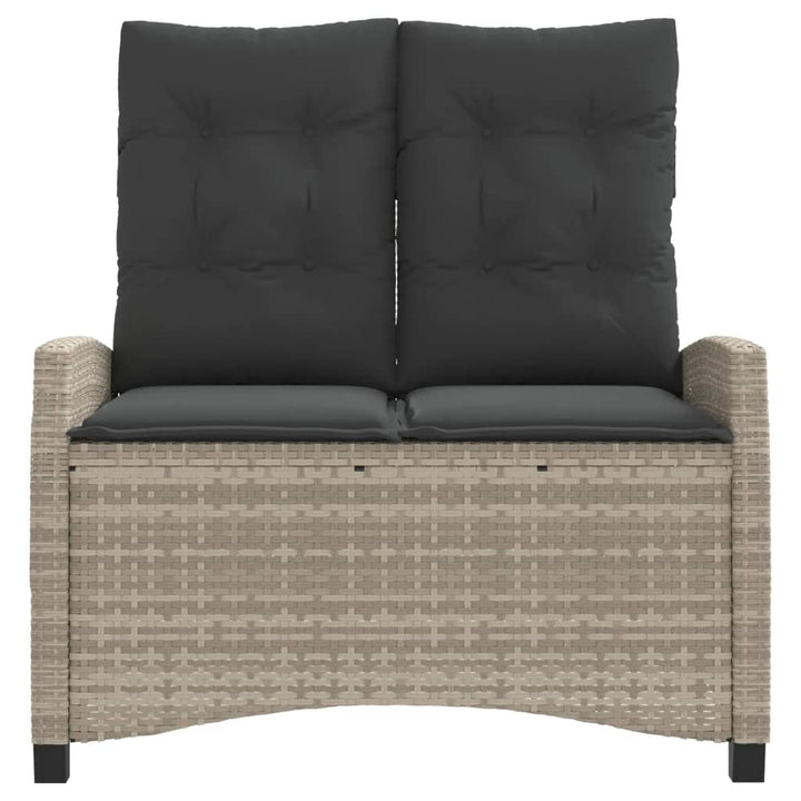 havebænk med hynder og lænefunktion polyrattan lysegrå