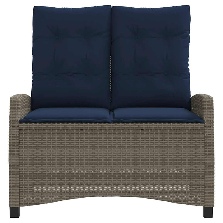 havebænk med hynder og lænefunktion polyrattan grå
