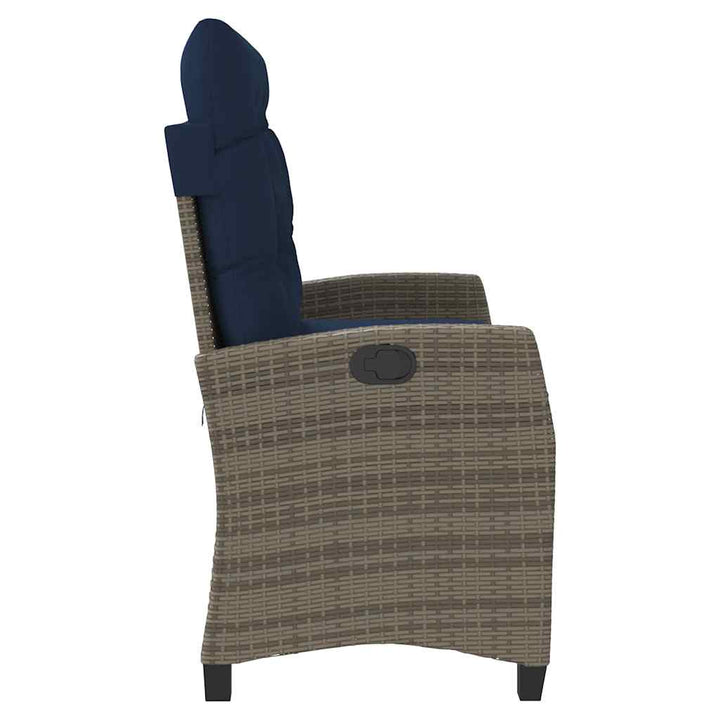 havebænk med hynder og lænefunktion polyrattan grå