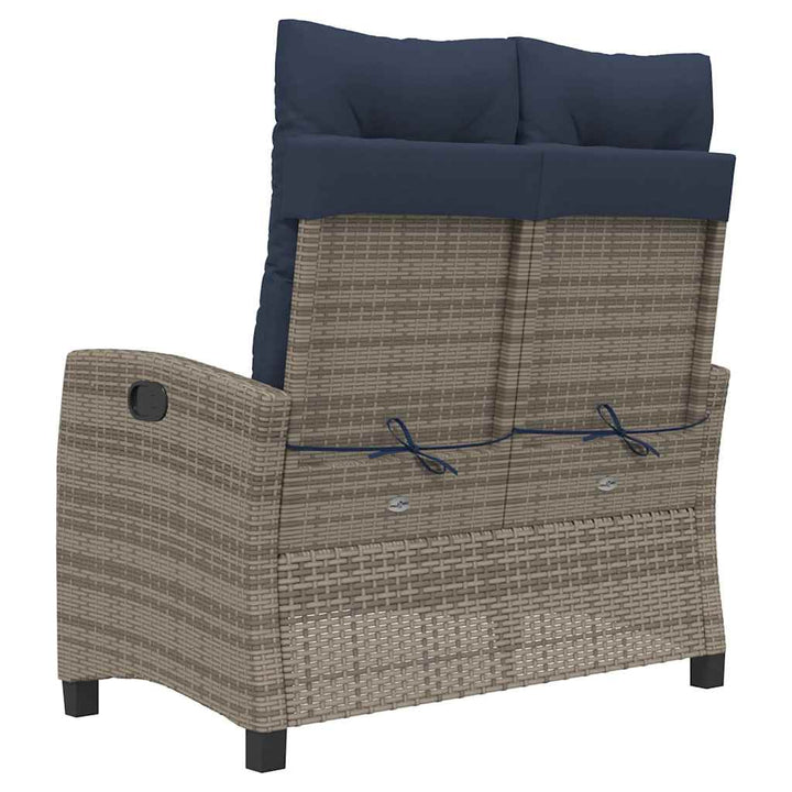 havebænk med hynder og lænefunktion polyrattan grå