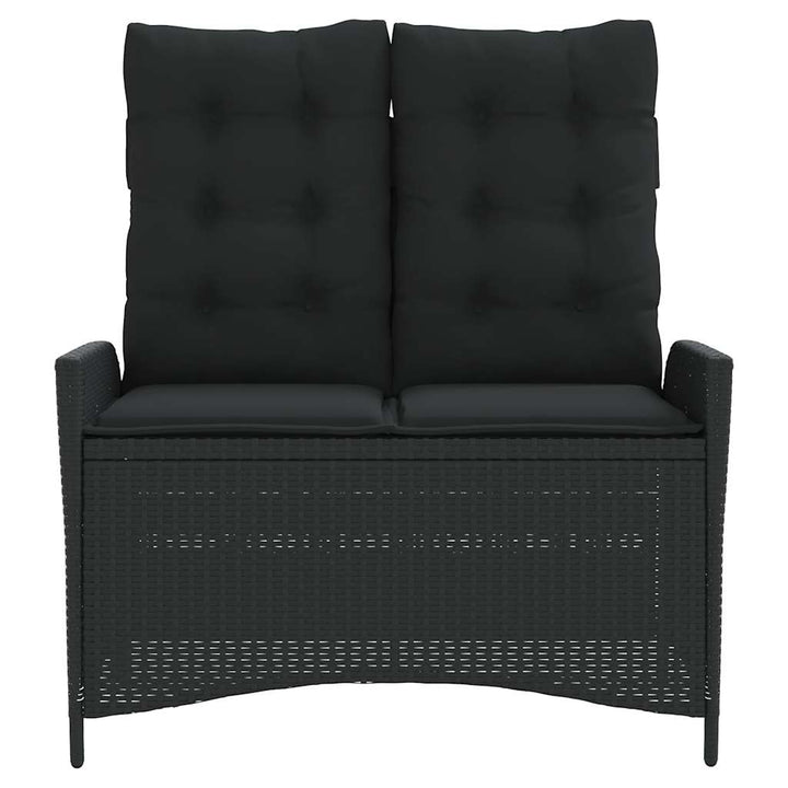 havebænk med hynder og lænefunktion polyrattan sort