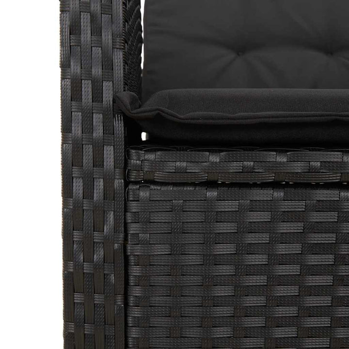 havebænk med hynder og lænefunktion polyrattan sort