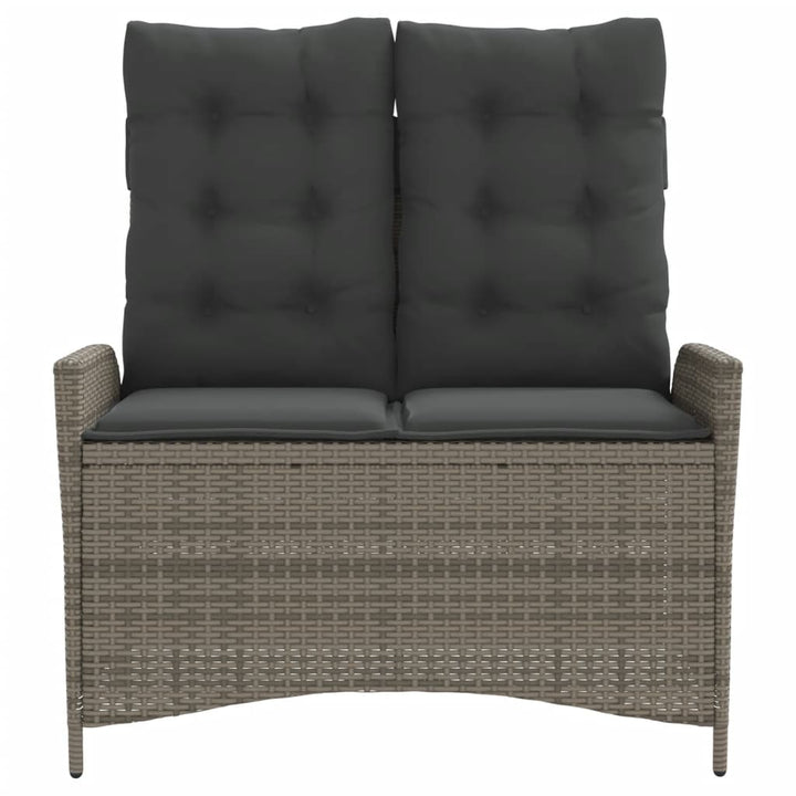 havebænk med hynder og lænefunktion polyrattan grå