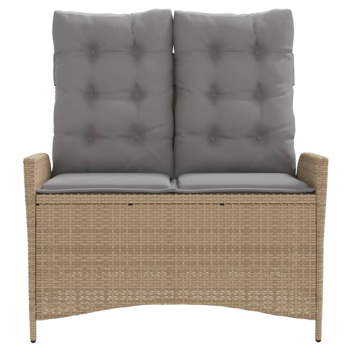 havebænk med hynder og lænefunktion polyrattan beige