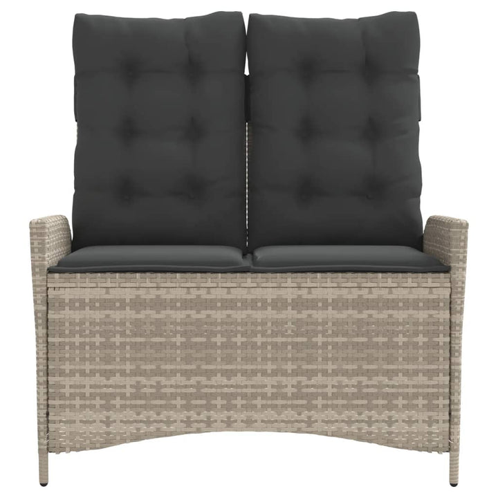 havebænk med hynder og lænefunktion polyrattan lysegrå