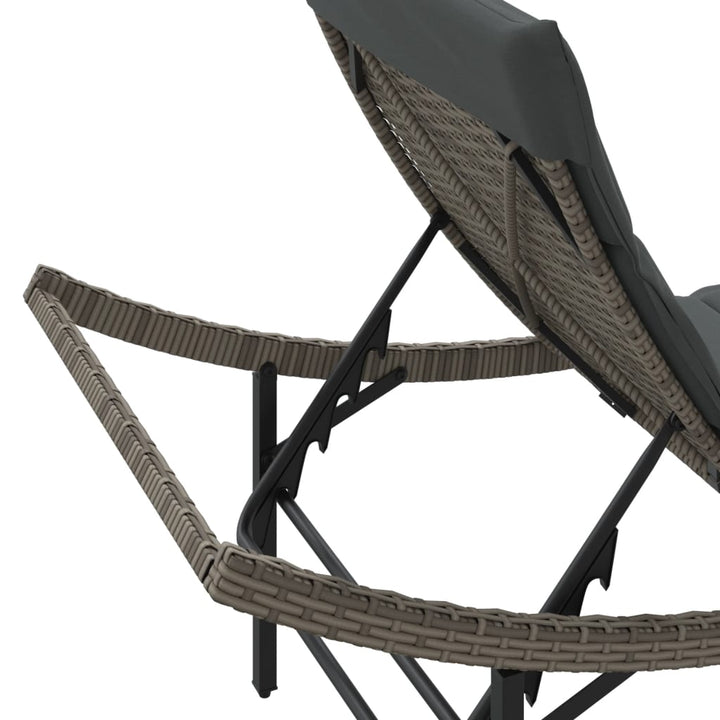 liggestol med hynde 55x199x50 cm polyrattan grå
