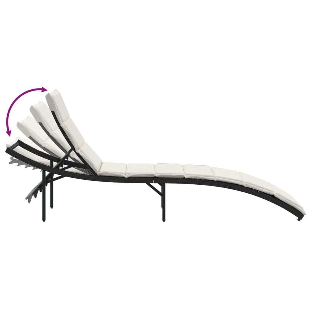 liggestole 2 stk. med bord polyrattan sort
