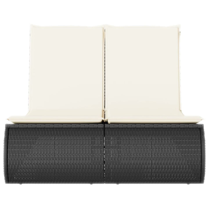 dobbelt loungesofa med hynder polyrattan sort