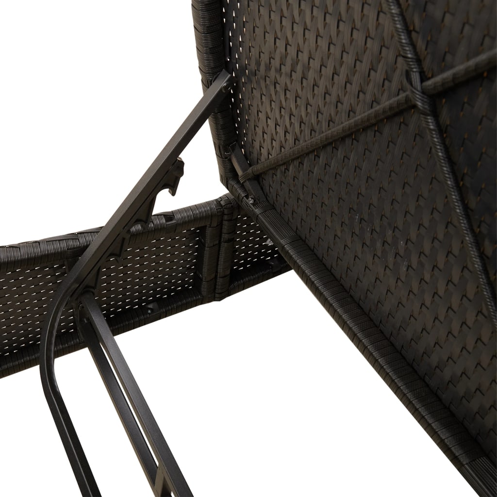 dobbelt loungesofa med hynder polyrattan sort