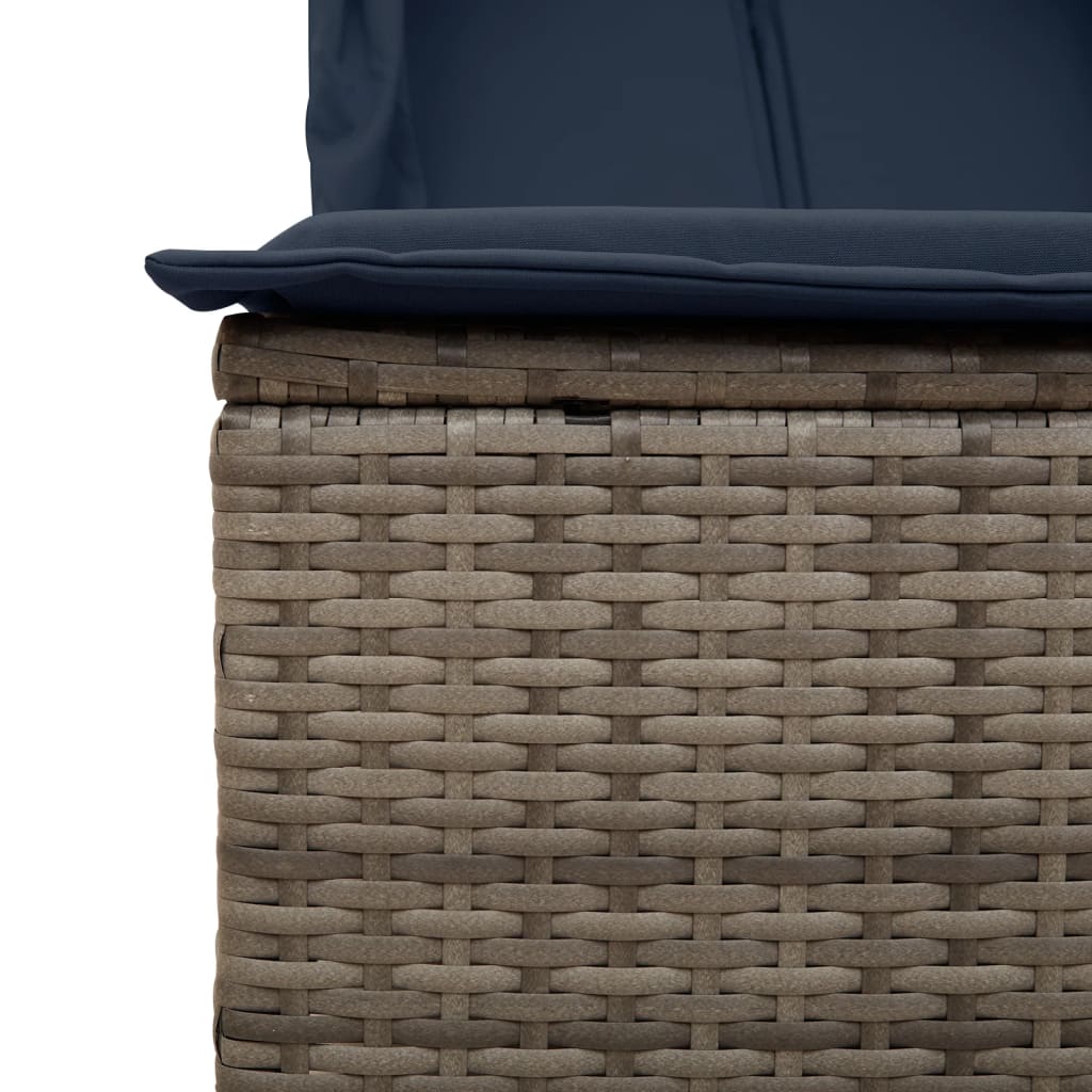 solseng med tag og gardiner polyrattan grå