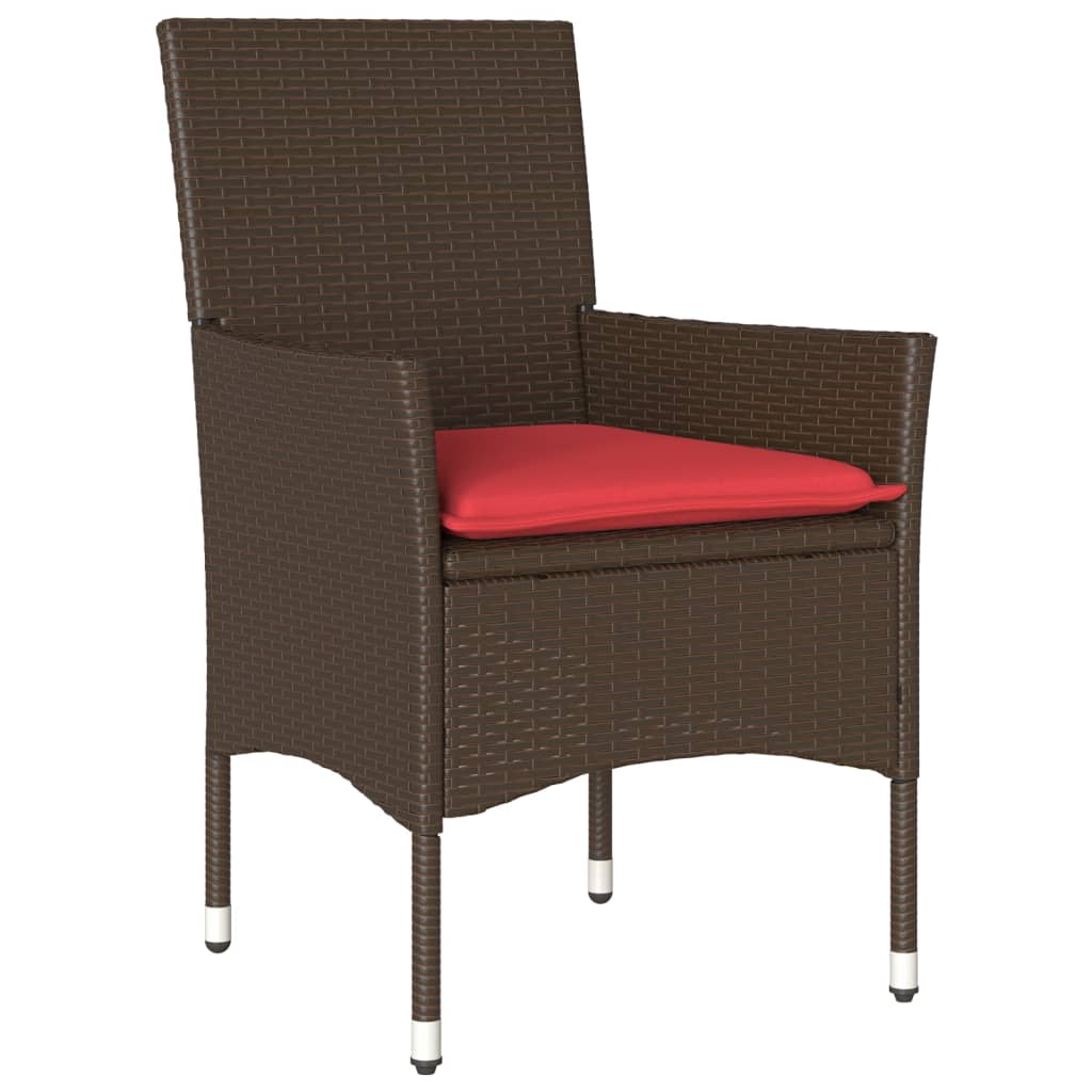 havestole med hynder 2 stk. polyrattan brun