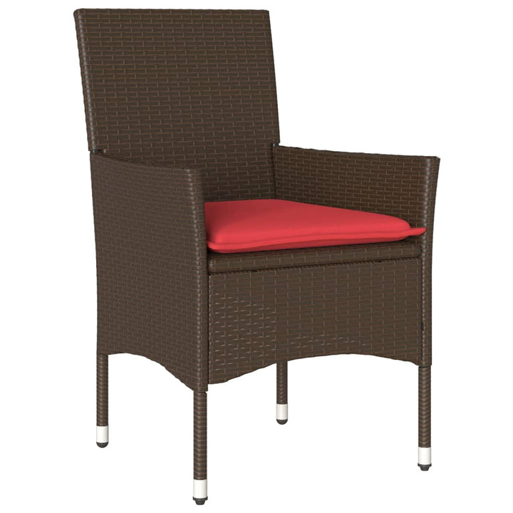 havestole med hynder 2 stk. polyrattan brun