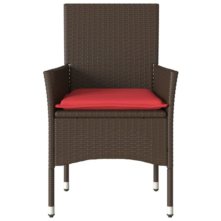 havestole med hynder 2 stk. polyrattan brun