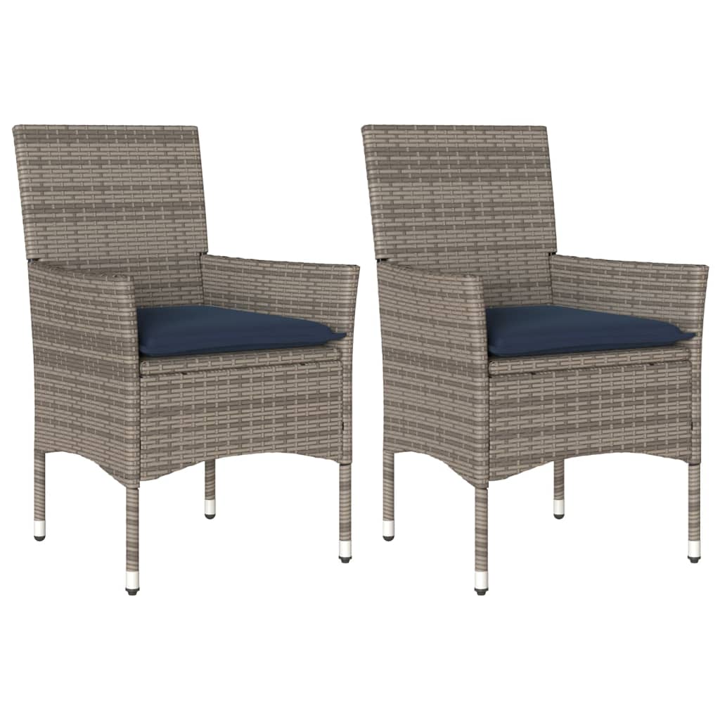 havestole med hynder 2 stk. polyrattan grå