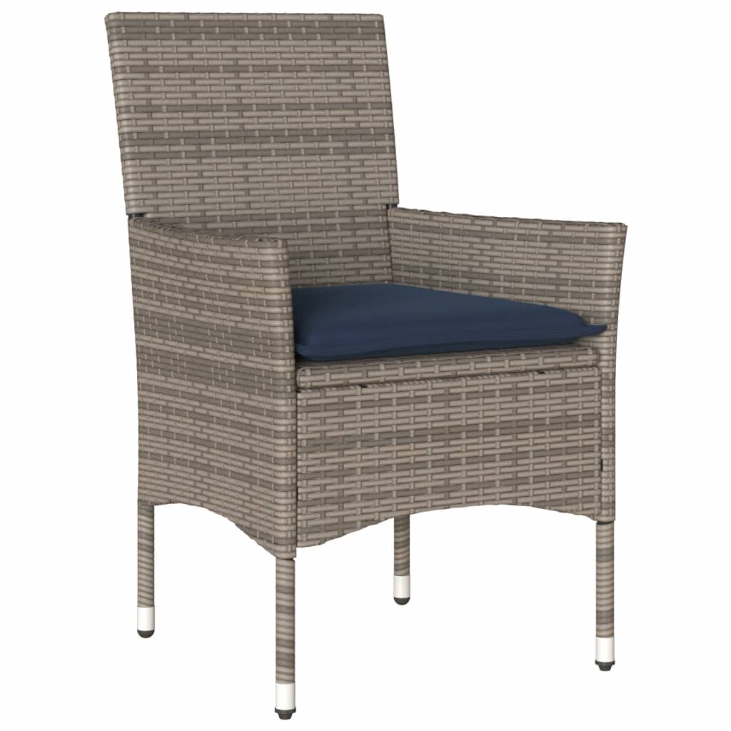 havestole med hynder 2 stk. polyrattan grå