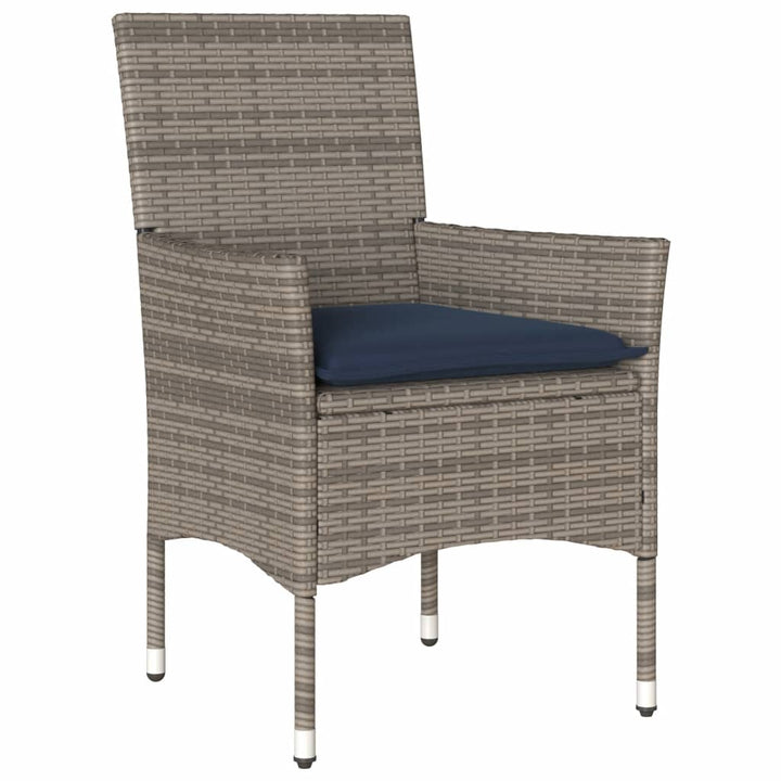 havestole med hynder 2 stk. polyrattan grå