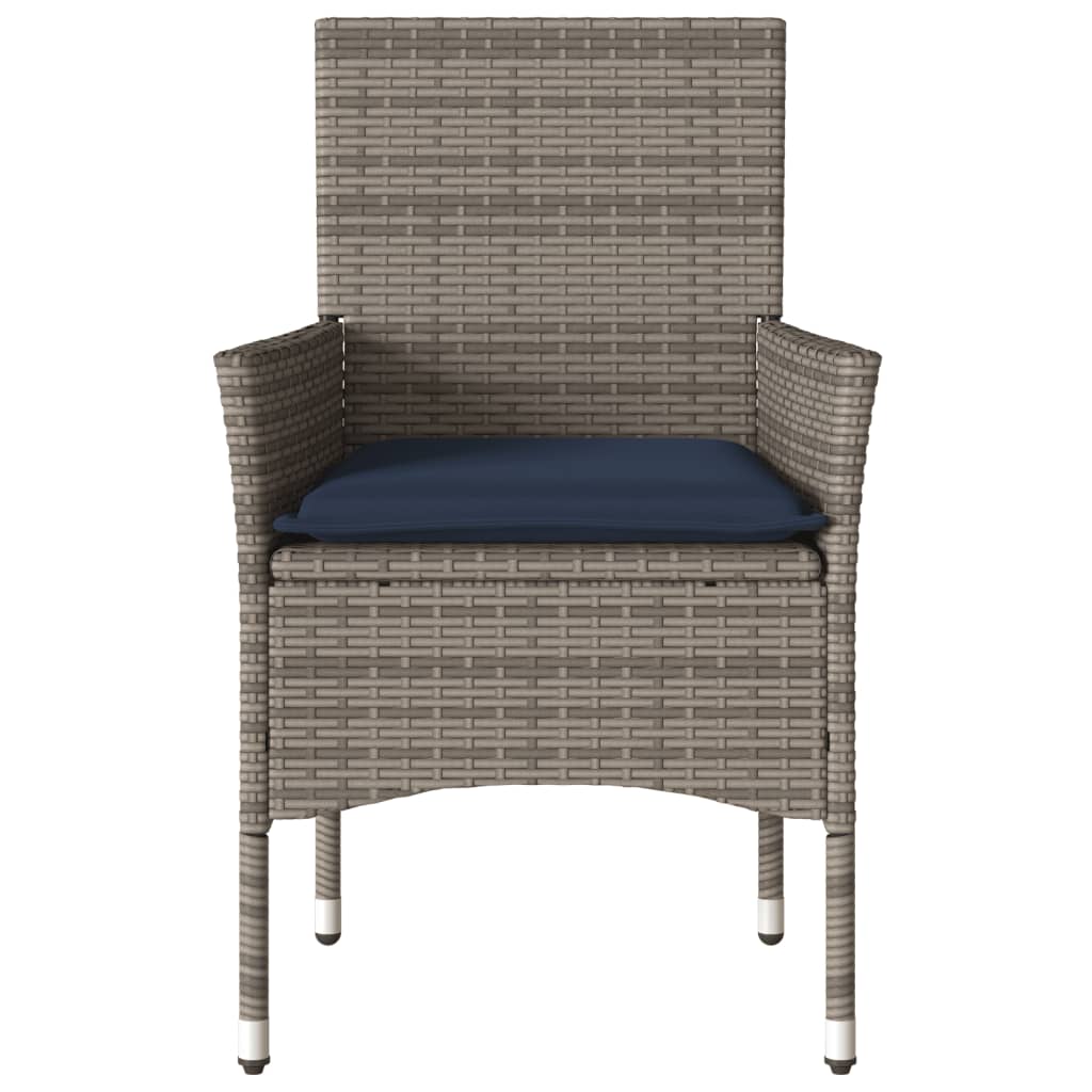 havestole med hynder 2 stk. polyrattan grå