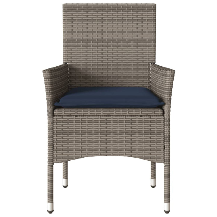 havestole med hynder 2 stk. polyrattan grå