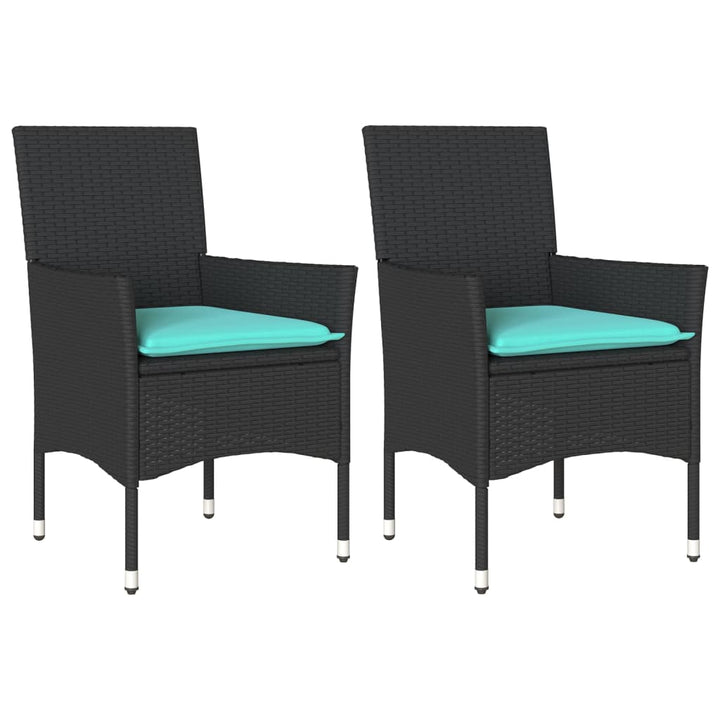 havestole med hynder 2 stk. polyrattan sort