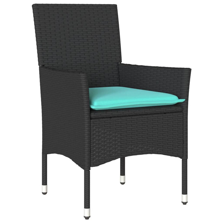 havestole med hynder 2 stk. polyrattan sort