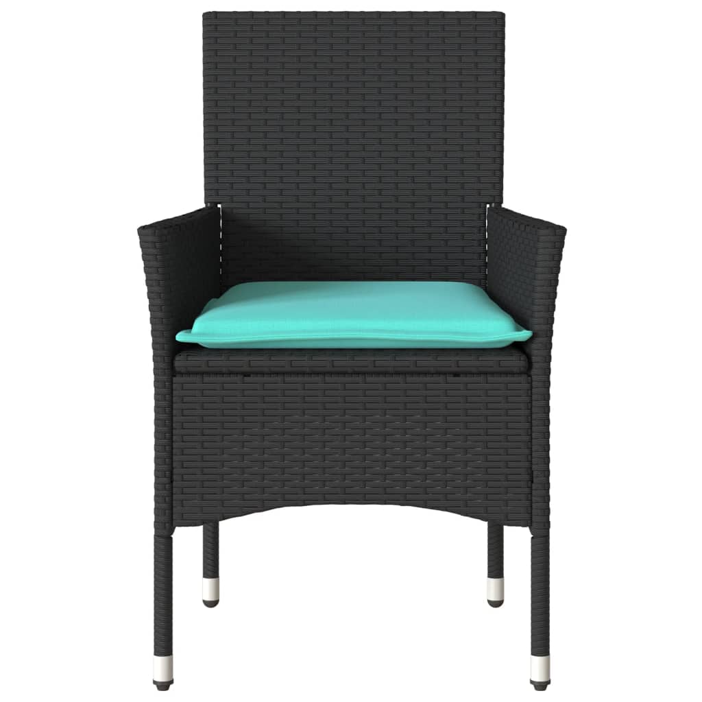 havestole med hynder 2 stk. polyrattan sort
