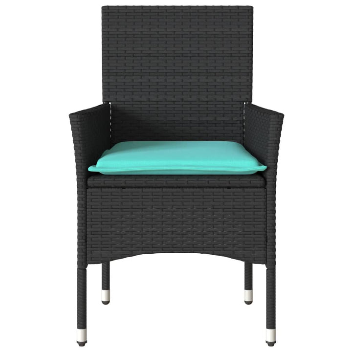 havestole med hynder 2 stk. polyrattan sort