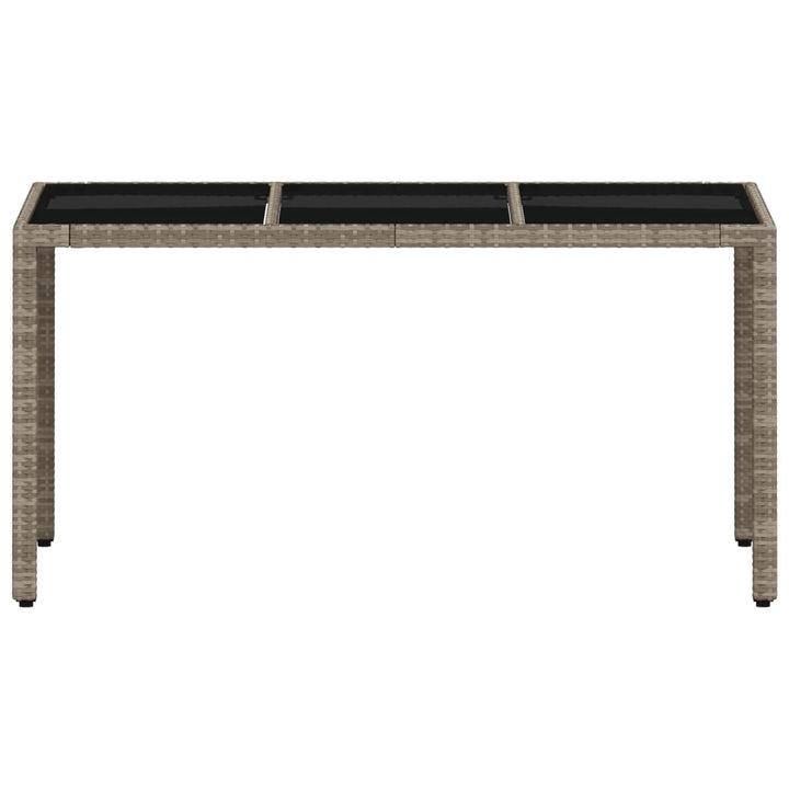 havebord med glastop 150x90x75 cm polyrattan lysegrå