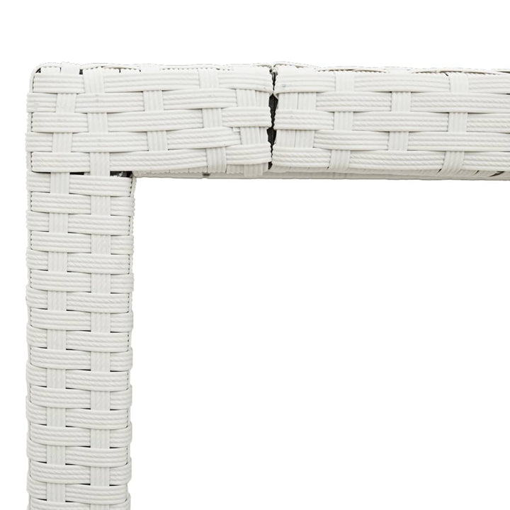 havebord med glastop 150x90x75 cm polyrattan hvid