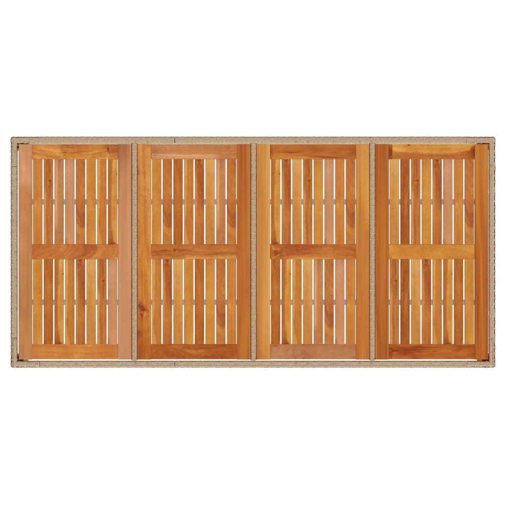 havebord 190x90x75 cm polyrattan og massivt akacietræ beige