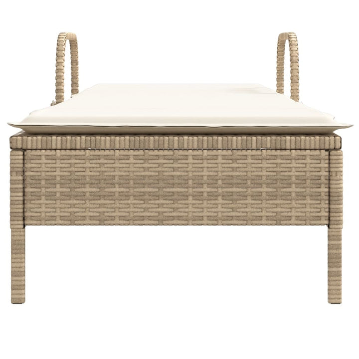 liggestol med hjul og hynde polyrattan beige