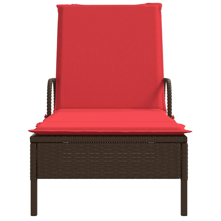 liggestol med hjul og hynder brun polyrattan