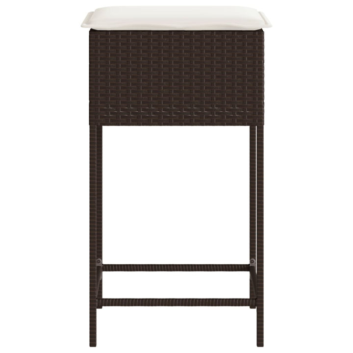 udendørs barstole med hynder 2 stk. polyrattan brun