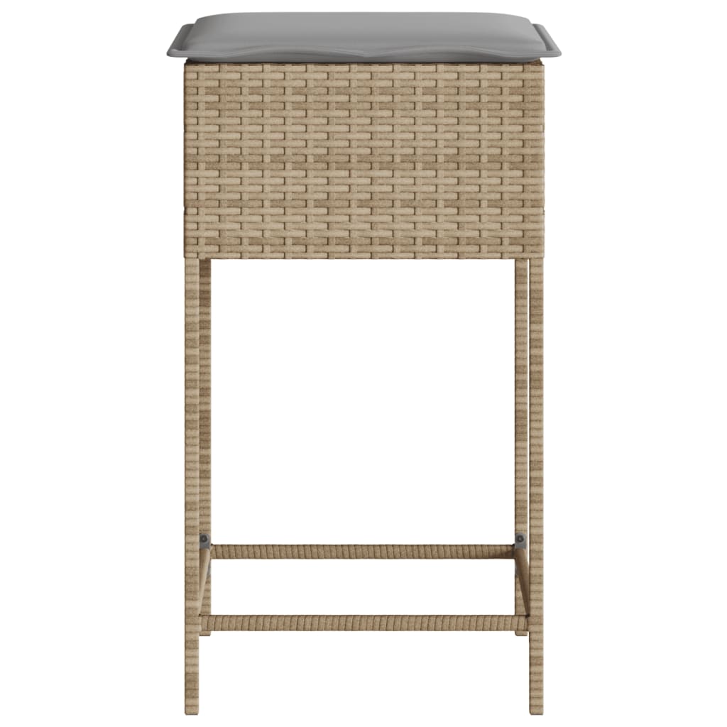 udendørs barstole med hynder 2 stk. polyrattan beige