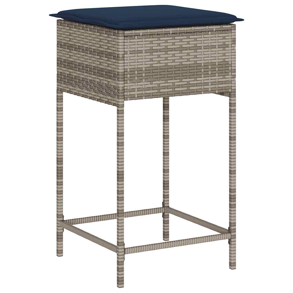 havebarstole med hynder 2 stk. grå polyrattan