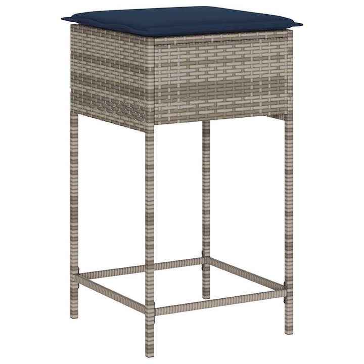 havebarstole med hynder 2 stk. grå polyrattan