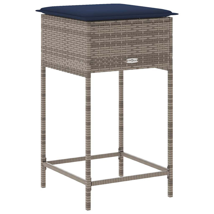 havebarstole med hynder 2 stk. grå polyrattan