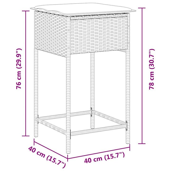 havebarstole med hynder 2 stk. grå polyrattan
